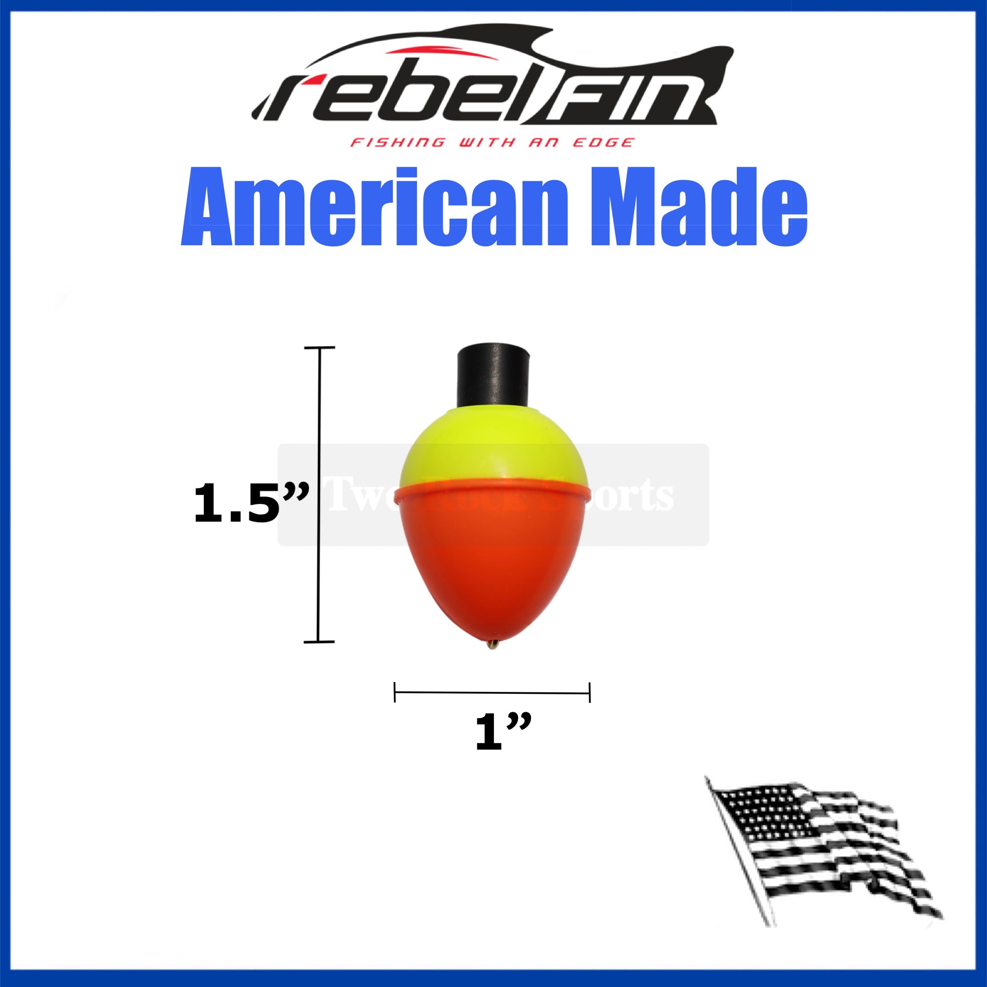 rebelFIN - 1 inch PEAR Shaped Fishing Bobbers - Made in the USA