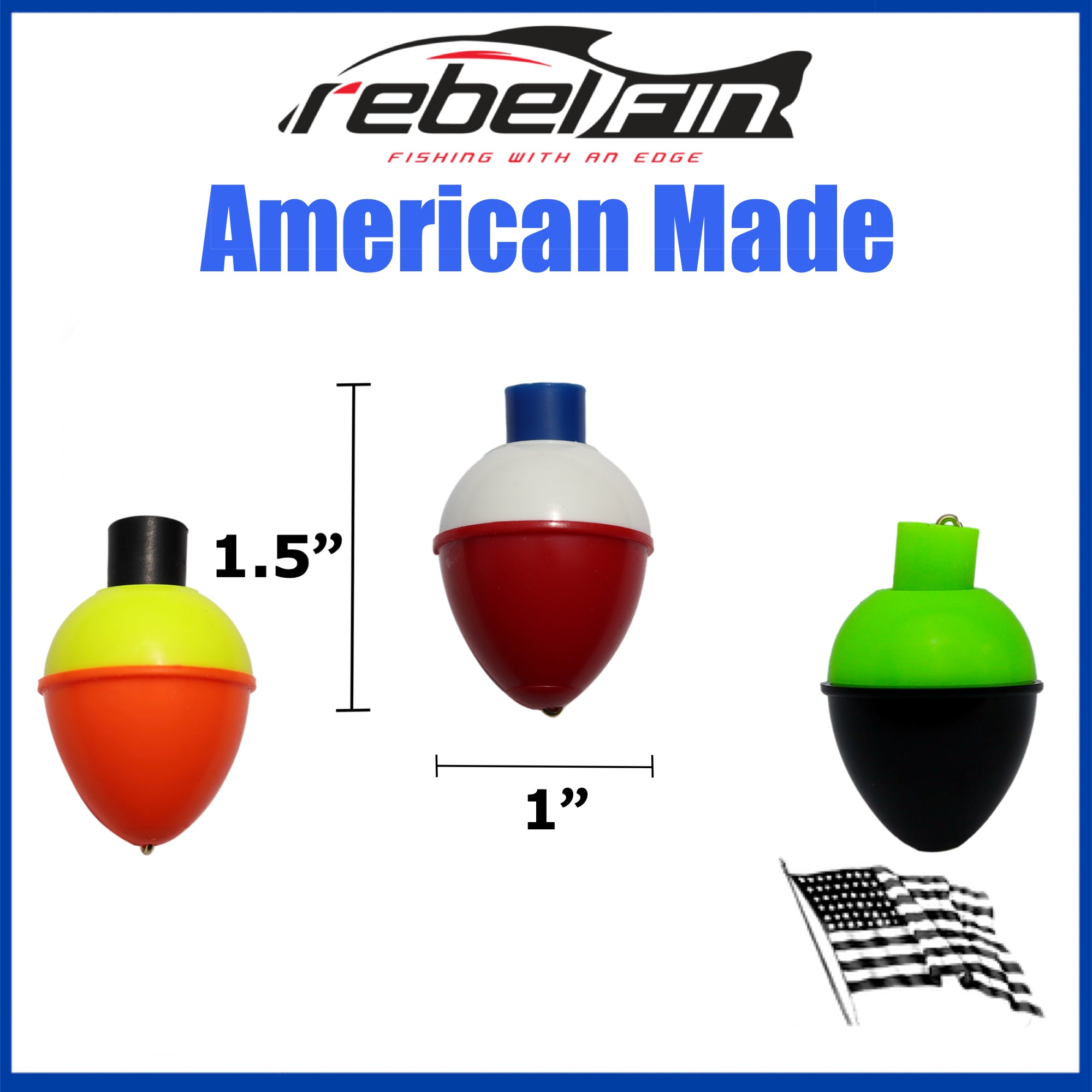 rebelFIN - 1 inch PEAR Shaped Fishing Bobbers - Made in the USA – Two Rock  Sports