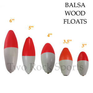 rebelFIN - RED & WHITE Balsa Wood OVAL Casting Float Fishing Bobber FIXED / SLIP float