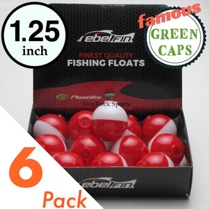 rebelFIN - 1-1/4 inch Round - GREEN CAPS - Fishing Bobber Float - RED –  Two Rock Sports
