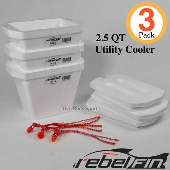 3-PACK - 2.5 qt Quart UTILITY COOLER - Live Bait Nightcrawler Red Worm bucket
