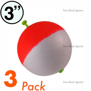 rebelFIN - 3" inch Round Foam Snap-On Fishing Bobber Floats - RED & WHITE