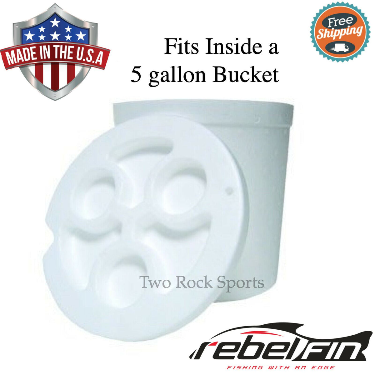 thumbnail image 2 of RebelFIN Classic X88 Foam Minnow Bait Bucket - 2 Gallon - Made In USA 2 of 5